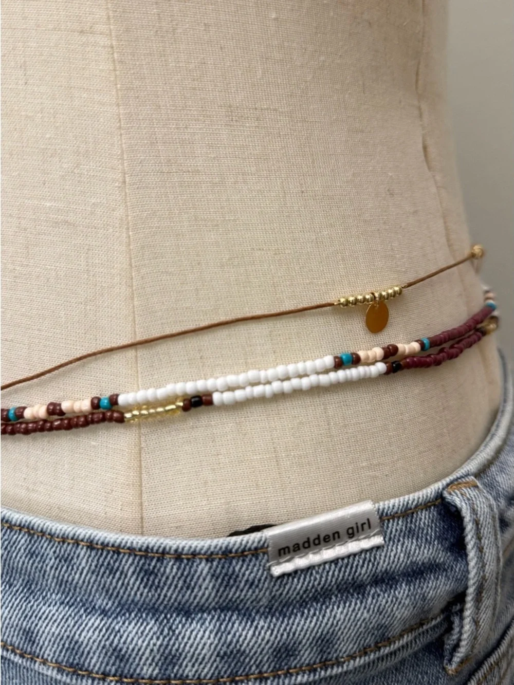 Layered Waist Chains Set Women Boho Beaded Belly Chains Gold Disc Minimal